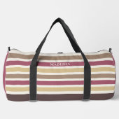 Aangepaste naam & Monogram Retro Stripes Patroon Plunjezak (Voorkant)