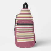 Aangepaste naam & Monogram Retro Stripes Patroon Sling Bag (Voorkant)