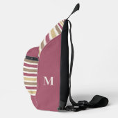 Aangepaste naam & Monogram Retro Stripes Patroon Sling Bag (Rechts)