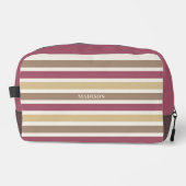 Aangepaste naam & Monogram Retro Stripes Patroon Toilettasje (Voorkant)