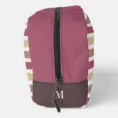 Aangepaste naam & Monogram Retro Stripes Patroon Toilettasje (Rechts)