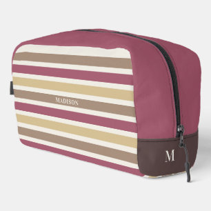 Aangepaste naam & Monogram Retro Stripes Patroon Toilettasje