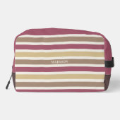 Aangepaste naam & Monogram Retro Stripes Patroon Toilettasje (Achterkant)