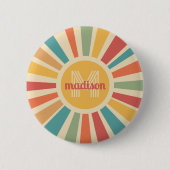 Aangepaste naam & Monogram Retro Stripes Ronde Button 5,7 Cm (Voorkant)