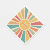 Aangepaste naam & Monogram Retro Stripes Servet (Hoek)