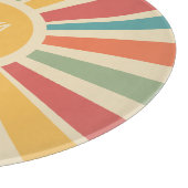 Aangepaste naam & Monogram Retro Stripes Snijplank (Hoek)