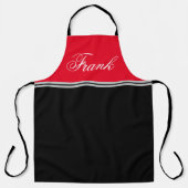 Aangepaste Naam Monogram Rood & Zwart Chef Schort (Voorkant)