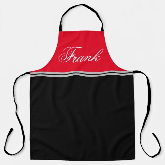 Aangepaste Naam Monogram Rood & Zwart Chef Schort (Voorkant)