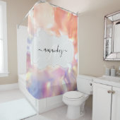 Aangepaste naam Monogram Roos Holografen Girly Douchegordijn (In situ)
