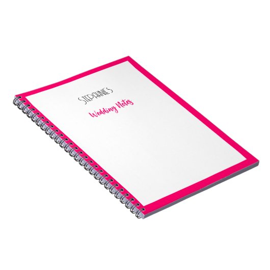 Aangepaste naam Monogram Roze Trendy Schattige Bru Notitieboek (Rechterzijde)