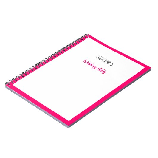 Aangepaste naam Monogram Roze Trendy Schattige Bru Notitieboek (Linkerzijde)