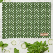 Aangepaste naam monogram stijlvol patroon groen wi theedoek (Gevouwen)