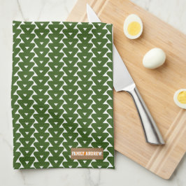 Aangepaste naam monogram stijlvol patroon groen wi theedoek