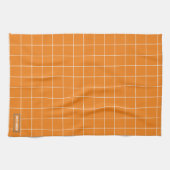 Aangepaste naam monogram stijlvol patroon oranje w theedoek (Horizontaal)