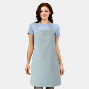 Aangepaste naam monogram stoffig blauw minimalist schort