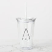 Aangepaste naam Monogram Straw Cup Acryl Tumbler Acryl Drinkbeker (Voorkant)