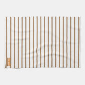 Aangepaste naam monogram strepen patroon wit bruin theedoek (Horizontaal)