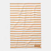 Aangepaste naam monogram strepen patroon wit sinaa theedoek (Verticaal)