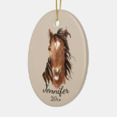 Aangepaste naam, monogram, tekstcode Waterverf-paa Keramisch Ornament (Links)