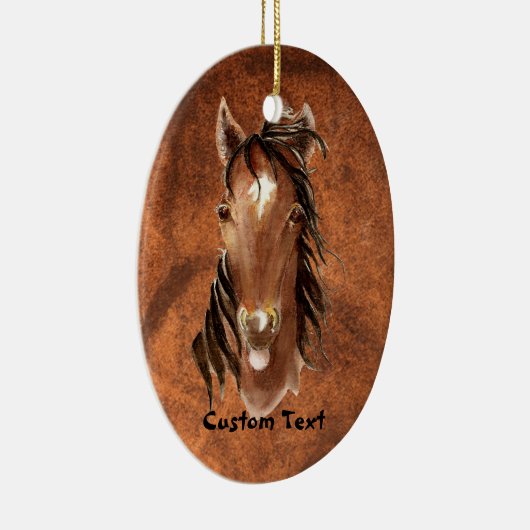 Aangepaste naam, Monogram, Tekstpaard Waterverf Keramisch Ornament (Rechts)