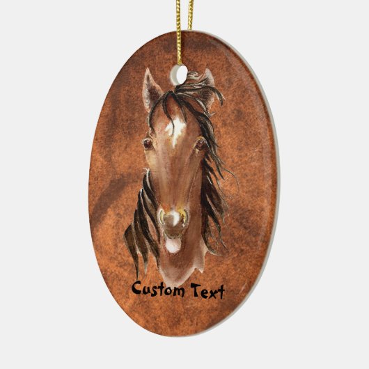 Aangepaste naam, Monogram, Tekstpaard Waterverf Keramisch Ornament (Links)