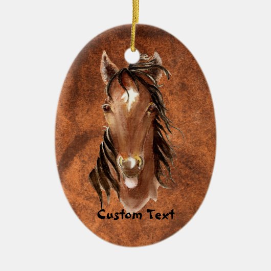 Aangepaste naam, Monogram, Tekstpaard Waterverf Keramisch Ornament (Voorkant)