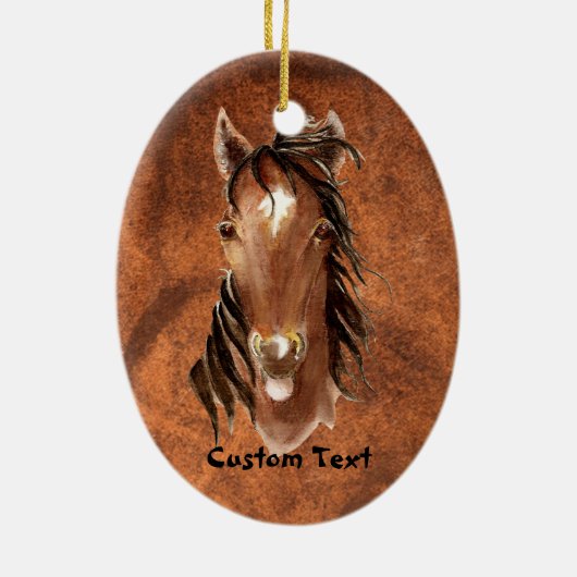 Aangepaste naam, Monogram, Tekstpaard Waterverf Keramisch Ornament (Achterkant)