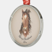 Aangepaste naam, Monogram, Tekstpaard Waterverf Metalen Ornament (Links)