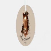 Aangepaste naam, Monogram, Tekstpaard Waterverf Metalen Ornament (Voorkant links)