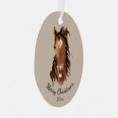 Aangepaste naam, Monogram, Tekstpaard Waterverf Metalen Ornament (Voorkant Rechts)