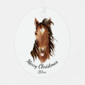 Aangepaste naam, Monogram, Tekstpaard Waterverf Metalen Ornament (Achterkant)
