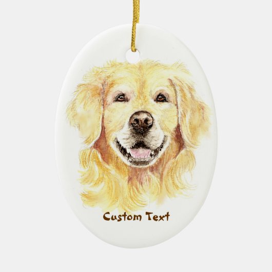 Aangepaste naam, Monogram Text Golden Retriever Do Keramisch Ornament (Voorkant)