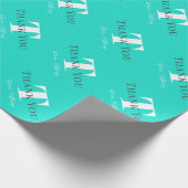 Aangepaste naam monogram turquoise blauwe kleur wr cadeaupapier (Hoek)