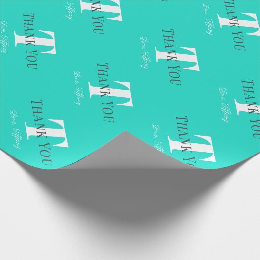 Aangepaste naam monogram turquoise blauwe kleur wr cadeaupapier (Hoek)
