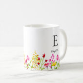 Aangepaste naam Monogram Wildbloemen Waterverf Koffiemok (Voorkant rechts)