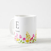 Aangepaste naam Monogram Wildbloemen Waterverf Koffiemok (Voorkant links)