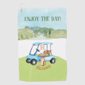 Aangepaste naam Monogram Winkelwagen Clubs Golfhanddoek (Voorkant)