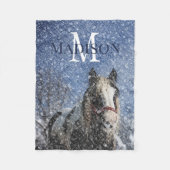 Aangepaste naam Monogram Winter Horse Fleece Deken (Voorkant)