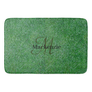 Aangepaste naam Monogram Zen Green Grass Lawn Badmat