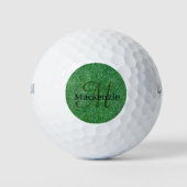 Aangepaste naam Monogram Zen Green Grass Natuur Golfballen (Voorkant)