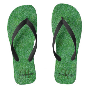 Aangepaste naam Monogram Zen Green Grass Natuur Teenslippers