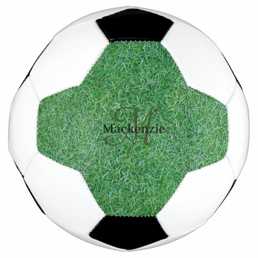 Aangepaste naam Monogram Zen Green Grass Natuur Voetbal (Voorkant)