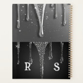 Aangepaste naam Monogram Zilveren Glitter Druppels Planner (Achterkant)