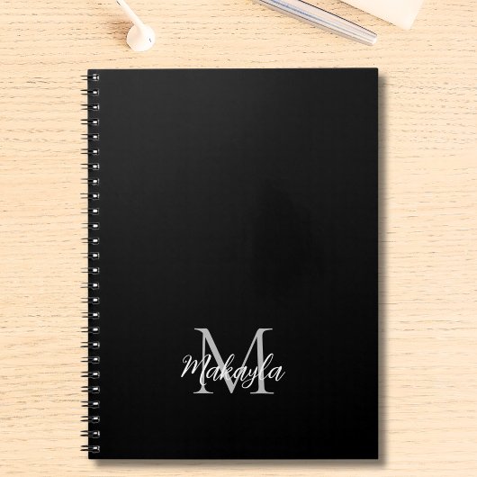 Aangepaste naam Monogram Zwart Notitieboek
