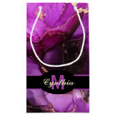 Aangepaste naam Monogram zwart Paars Unieke Gift B Klein Cadeauzakje (Achterkant)