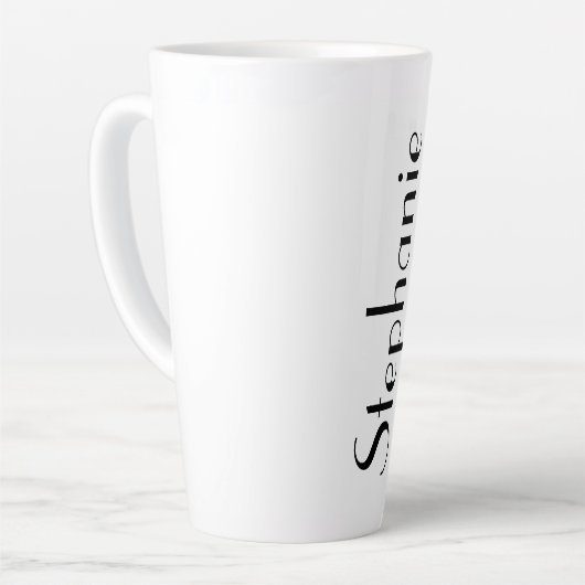 Aangepaste naam Monogram zwart-wit cadeaufeest Latte Mok (Linkerhoek)