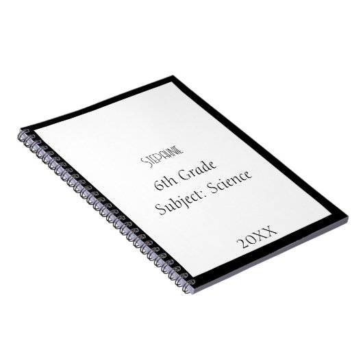 Aangepaste naam Monogram Zwart Wit Custom School Notitieboek (Rechterzijde)