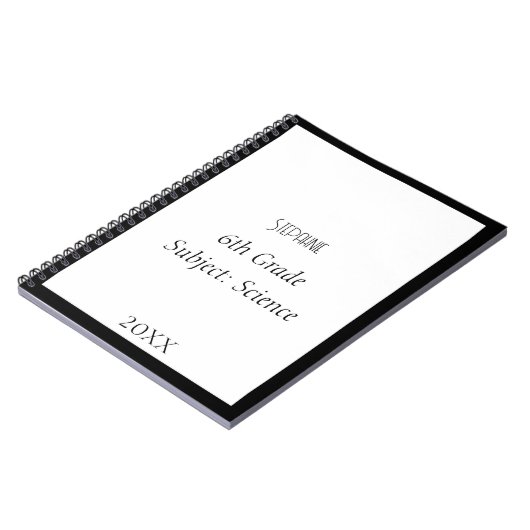 Aangepaste naam Monogram Zwart Wit Custom School Notitieboek (Linkerzijde)