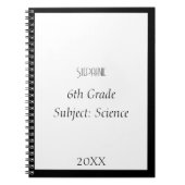 Aangepaste naam Monogram Zwart Wit Custom School Notitieboek (Voorkant)