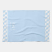 Aangepaste Naam Monogrammed Blauw & Wit Gingham Theedoek (Horizontaal)